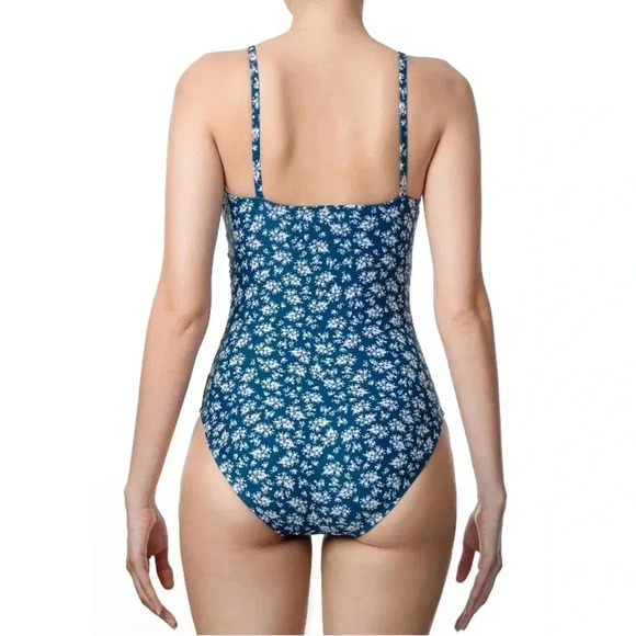 Navy Blue ROSEZUZU Floral One Piece Swimsuit Size Medium - Picture 6 of 8